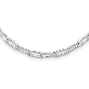 925 Sterling Silver 4.2mm Trendy Paperclip Design Link w/ 2in ext Necklace